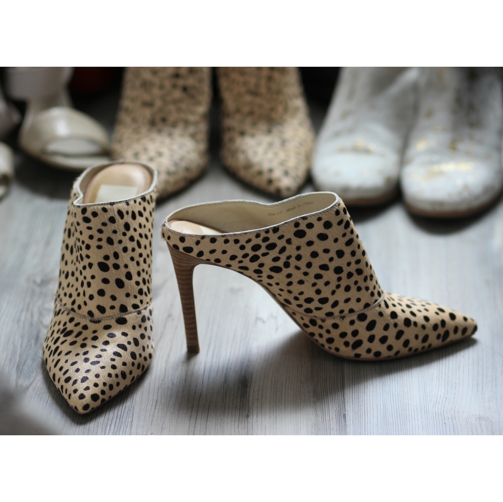 Leopard print pony hair booties